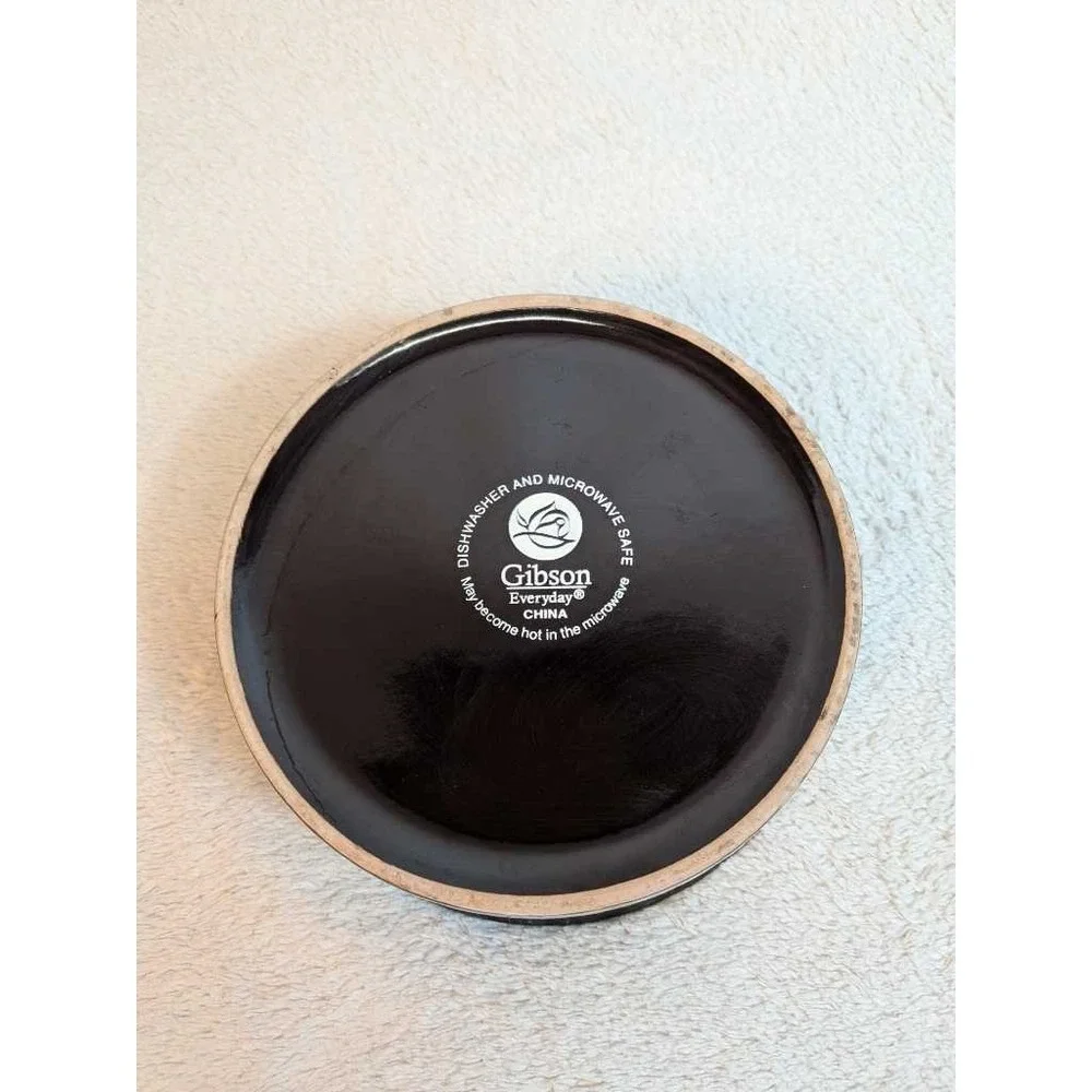 Gibson Everyday Ceramic Bowl Black Gray Animal Print Dishwasher Microwave Safe